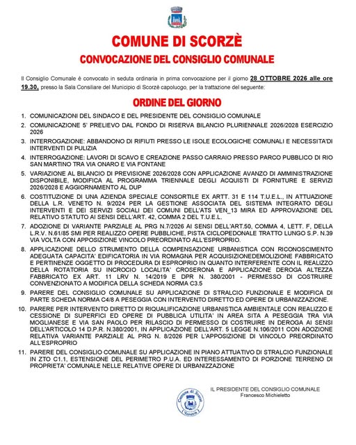 Affiche de CONVOCAZIONE DEL CONSIGLIO COMUNALE
