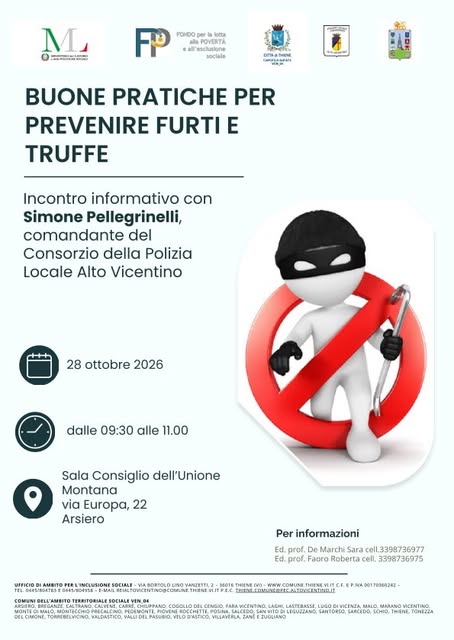Locandina di Buone pratiche per prevenire furti e truffe