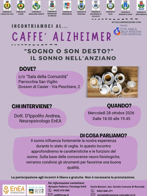 Locandina di Caffè Alzheimer - "Sogno o son desto?" Il sonno nell'anziano