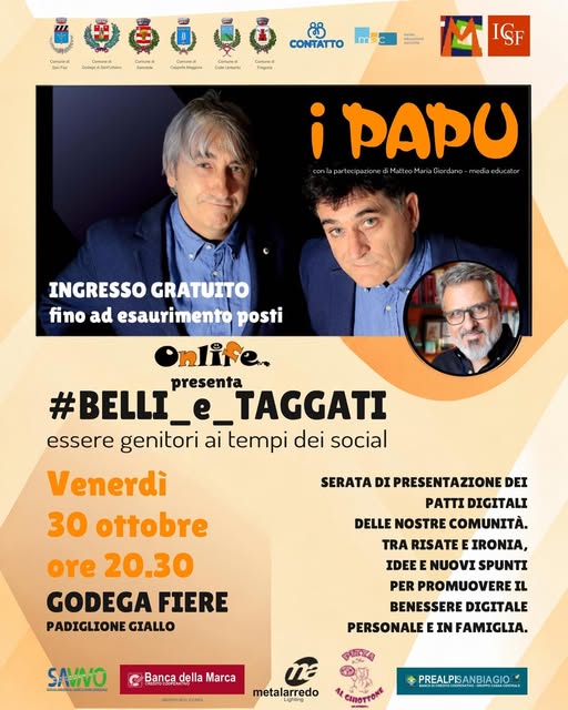 Locandina di #BELLI_e_TAGGATI - essere genitori ai tempi dei social