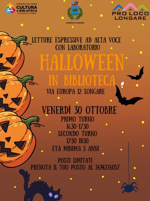 Locandina di Letture espressive ad alta voce con laboratorio Halloween in biblioteca