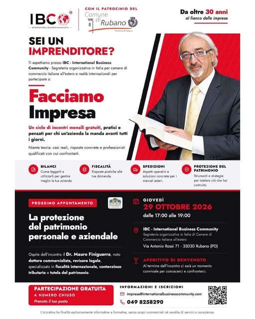 Locandina di Facciamo Impresa - La protezione del patrimonio personale e aziendale