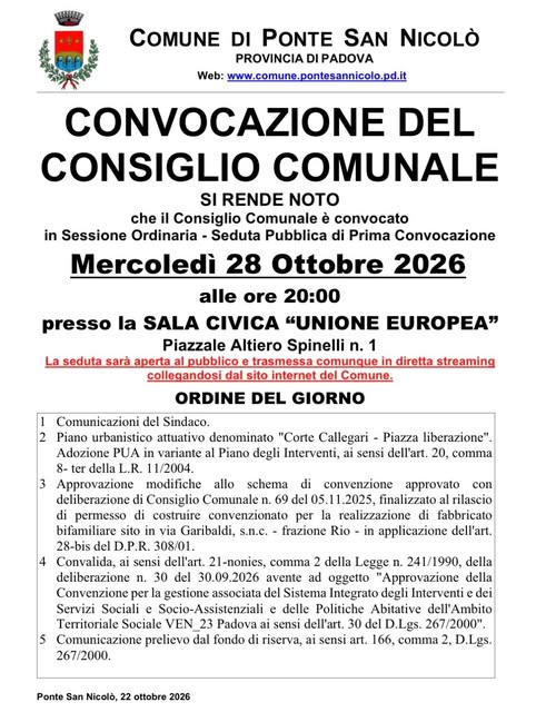 Affiche de Convocazione del Consiglio Comunale