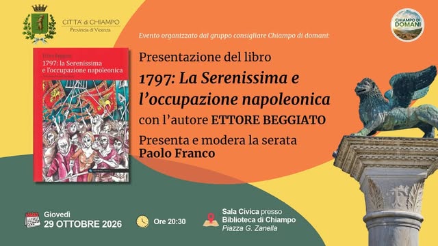Locandina di Presentazione del libro "1797: La Serenissima e l'occupazione napoleonica"