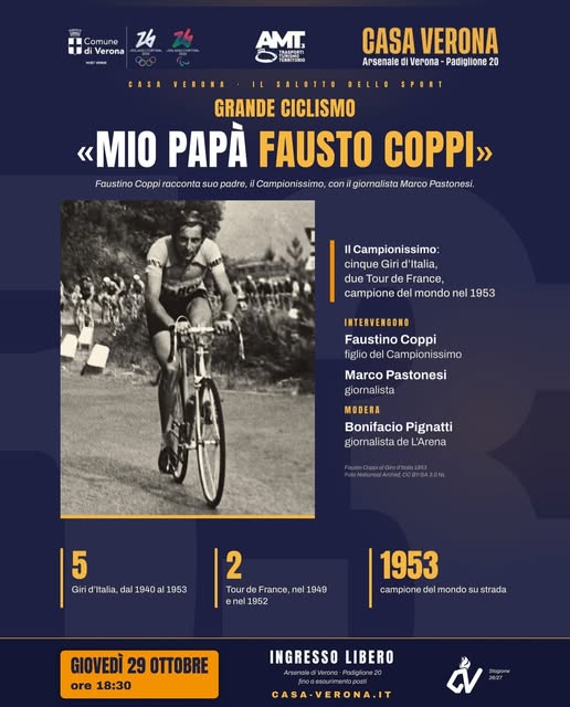 Plakat von Grande ciclismo. «Mio papà Fausto Coppi»