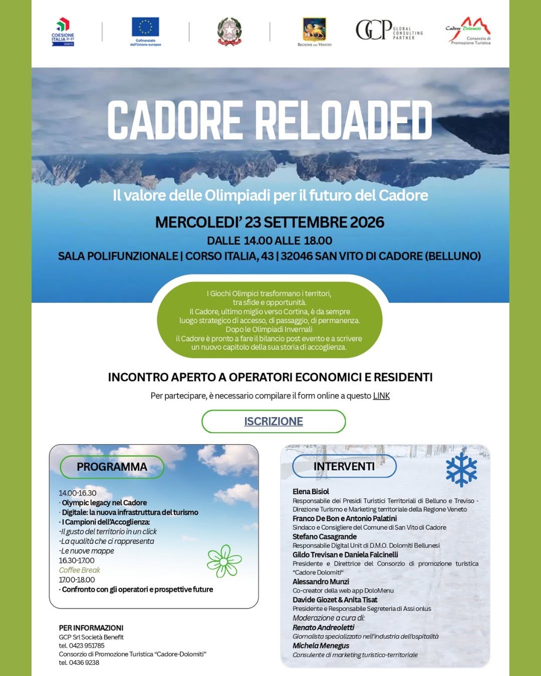Plakat von Cadore Reloaded - Il valore delle Olimpiadi per il futuro del Cadore