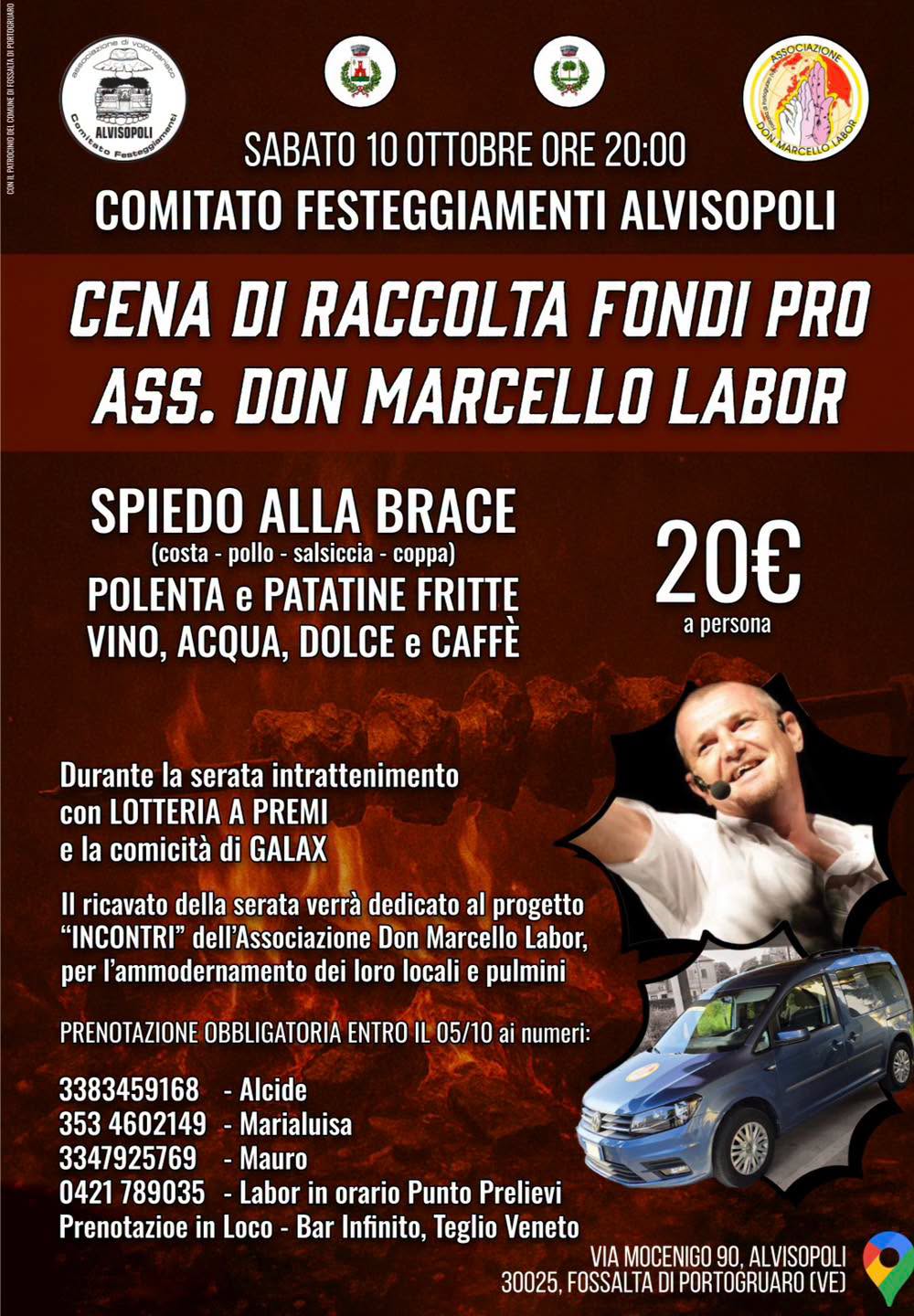 Locandina di Cena di raccolta fondi pro Associazione Don Marcello Labor