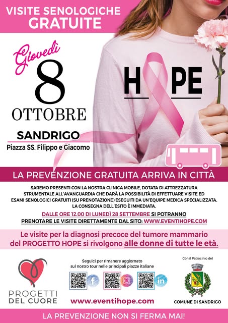 Locandina di Progetto HOPE - Visite senologiche gratuite