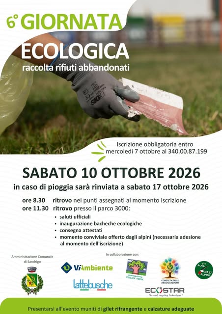 Locandina di 6° GIORNATA ECOLOGICA raccolta rifiuti abbandonati
